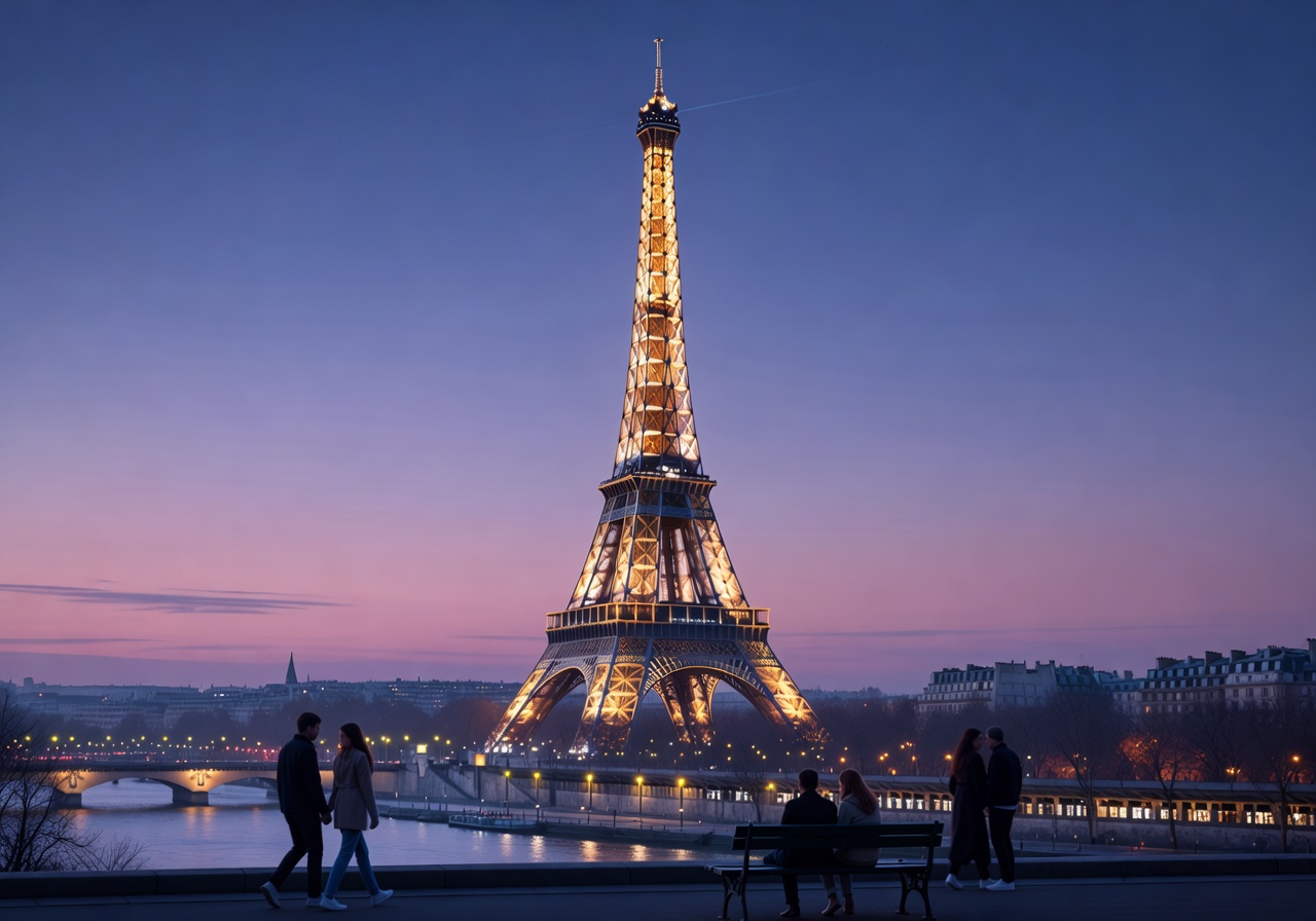 Eiffel Tower Paris romantic evening