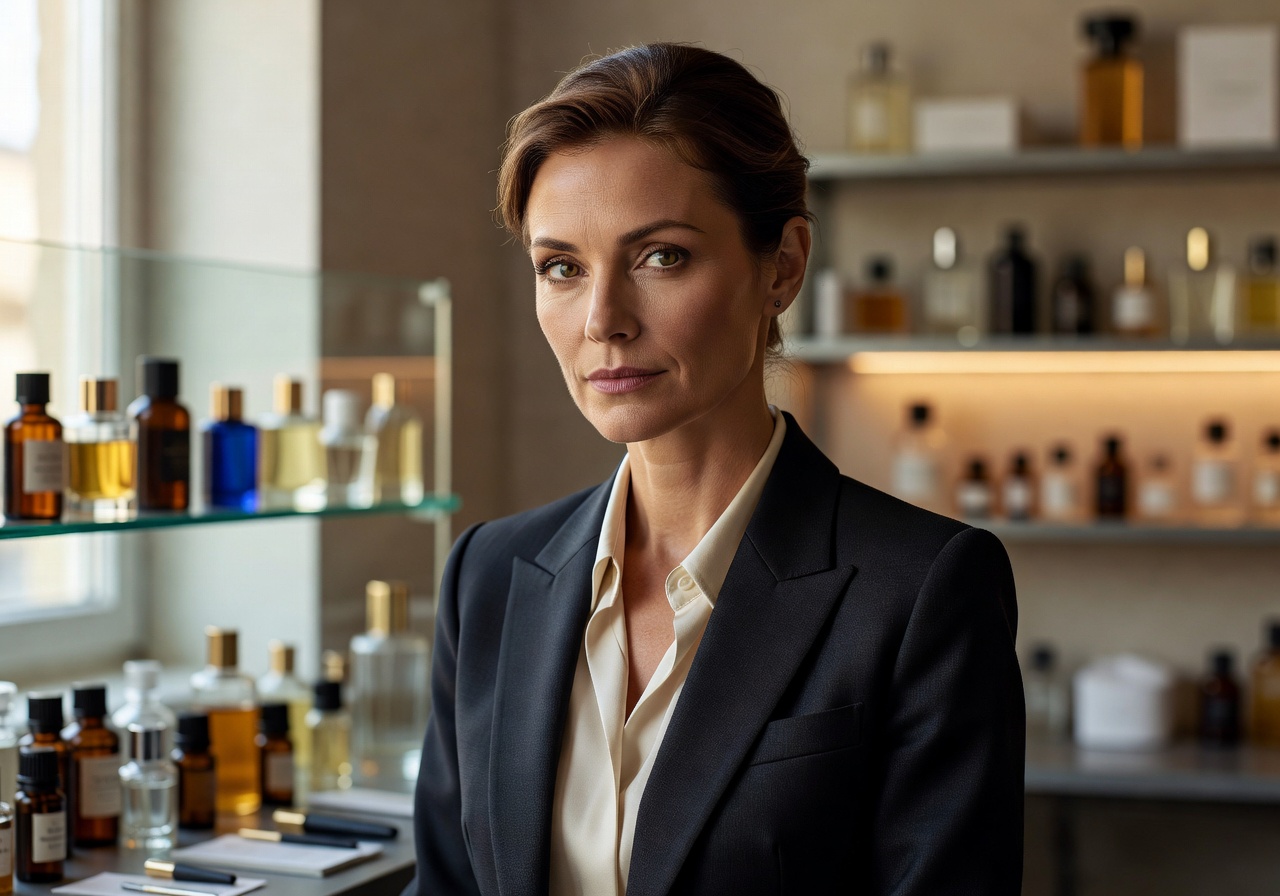 Female head of fragrance development portrait
