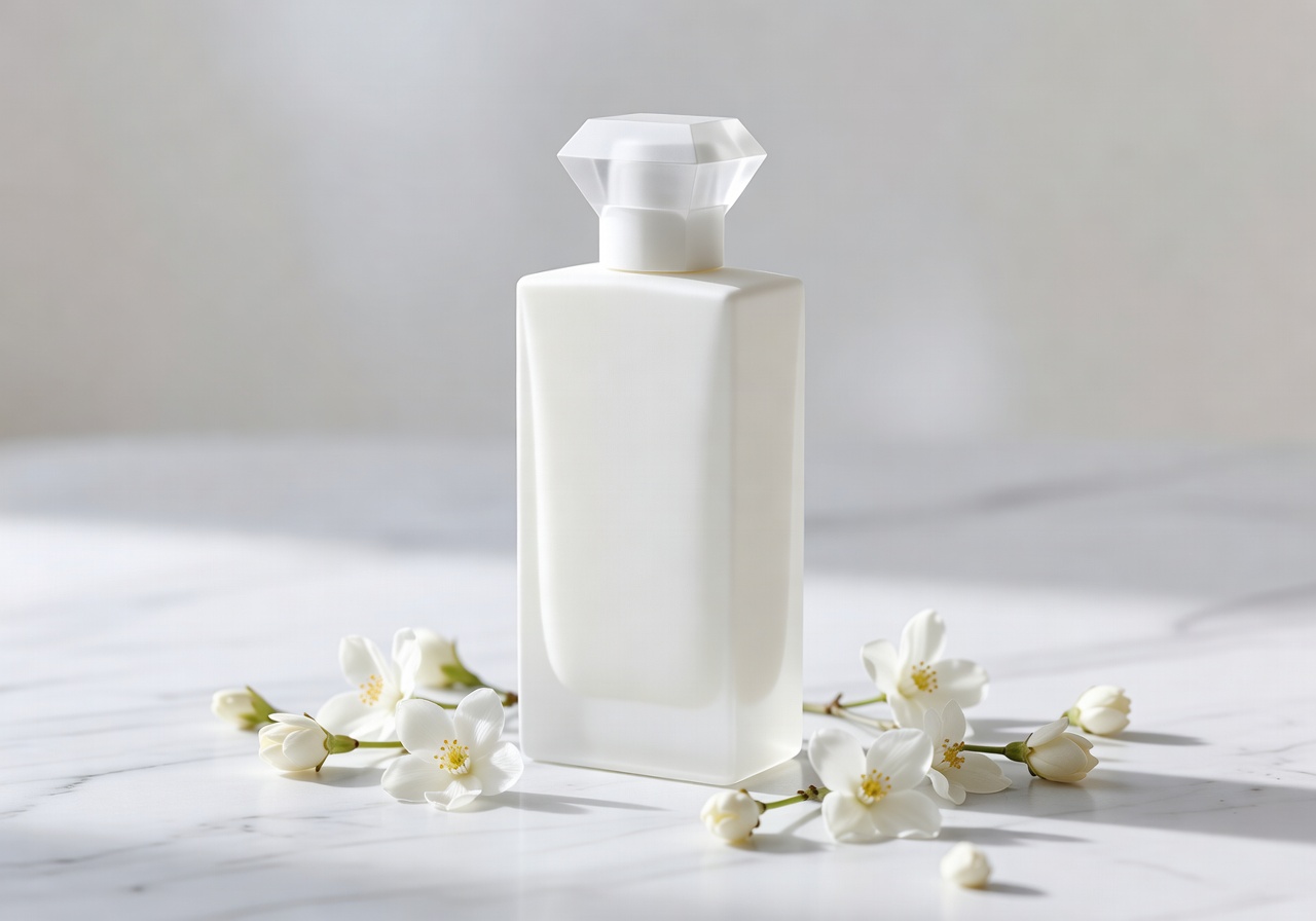 Jasmine white elegant perfume bottle