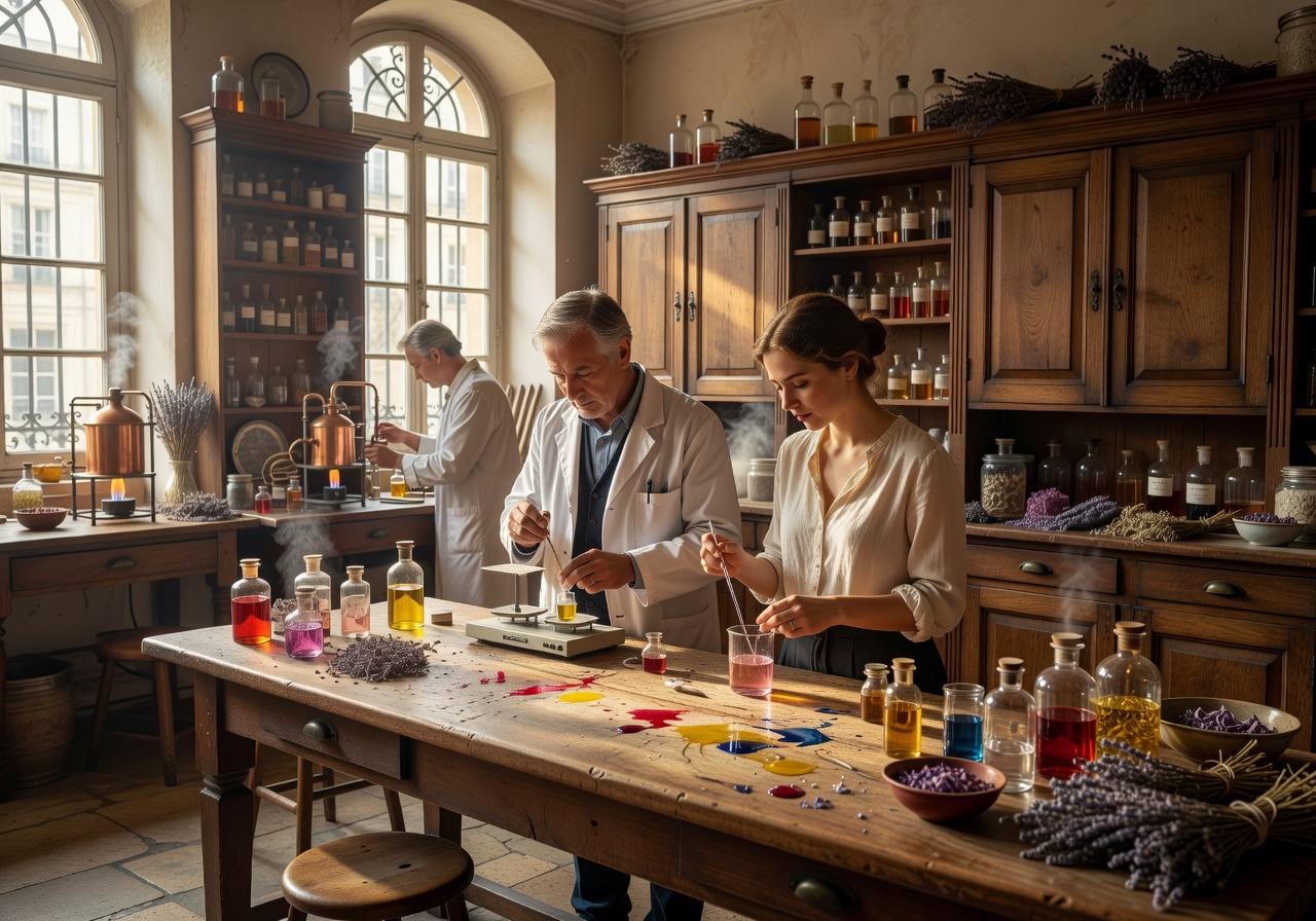 Parisian perfume atelier workshop