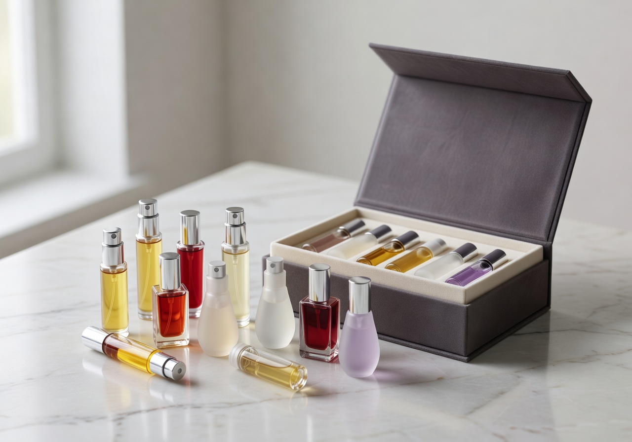Perfume discovery set with sample vials