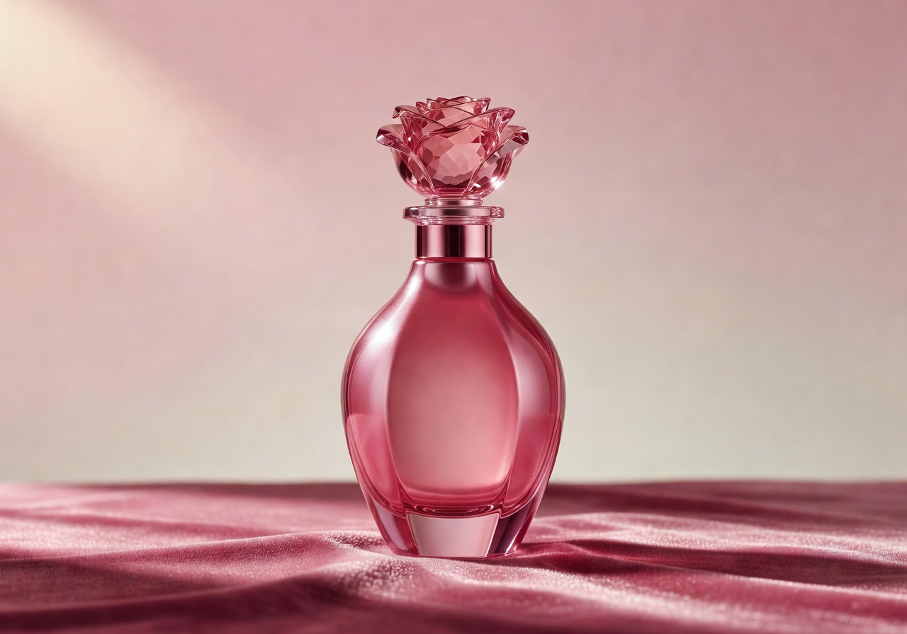 Rose pink luxury perfume bottle