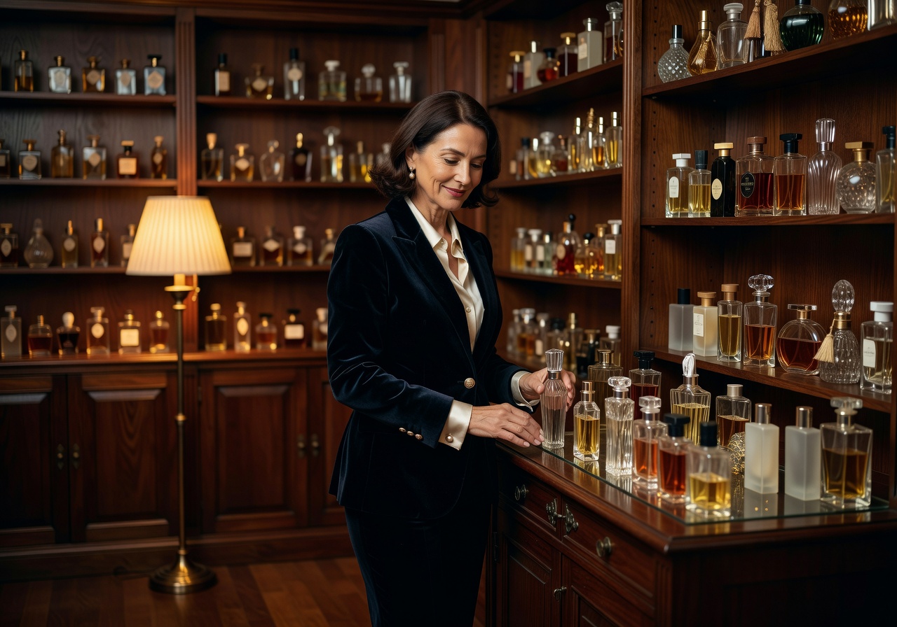 Sophisticated woman perfume collector